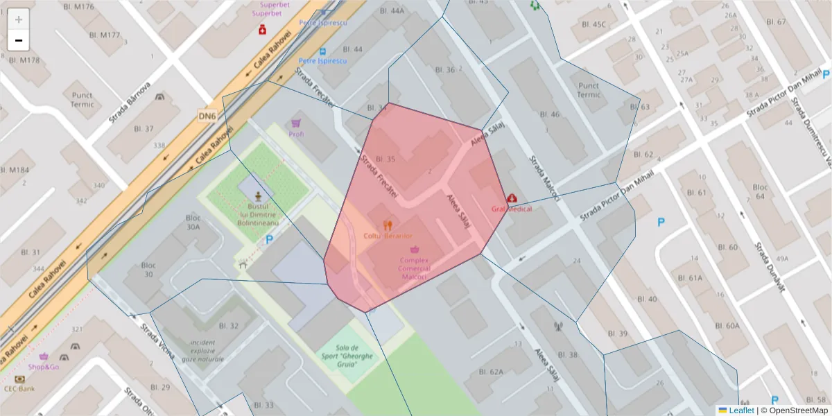 Hartă a codului poștal  și a codurilor poștale învecinate