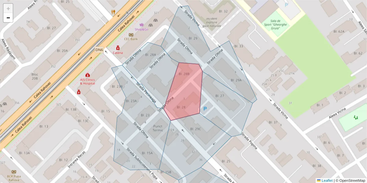 Hartă a codului poștal  și a codurilor poștale învecinate