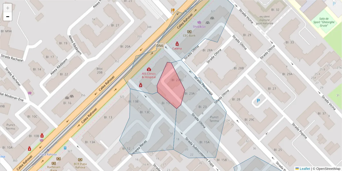 Hartă a codului poștal  și a codurilor poștale învecinate