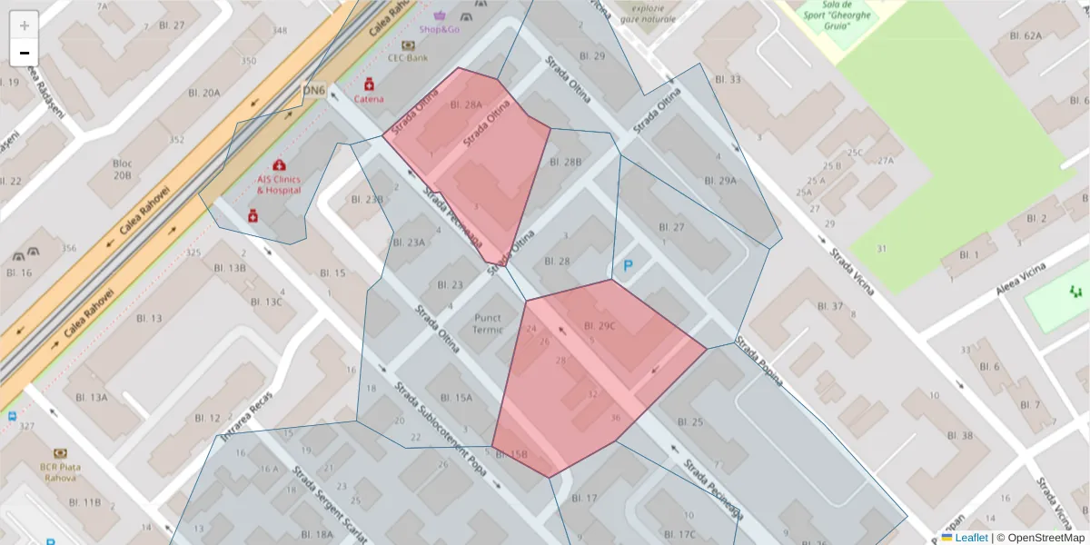 Hartă a codului poștal  și a codurilor poștale învecinate