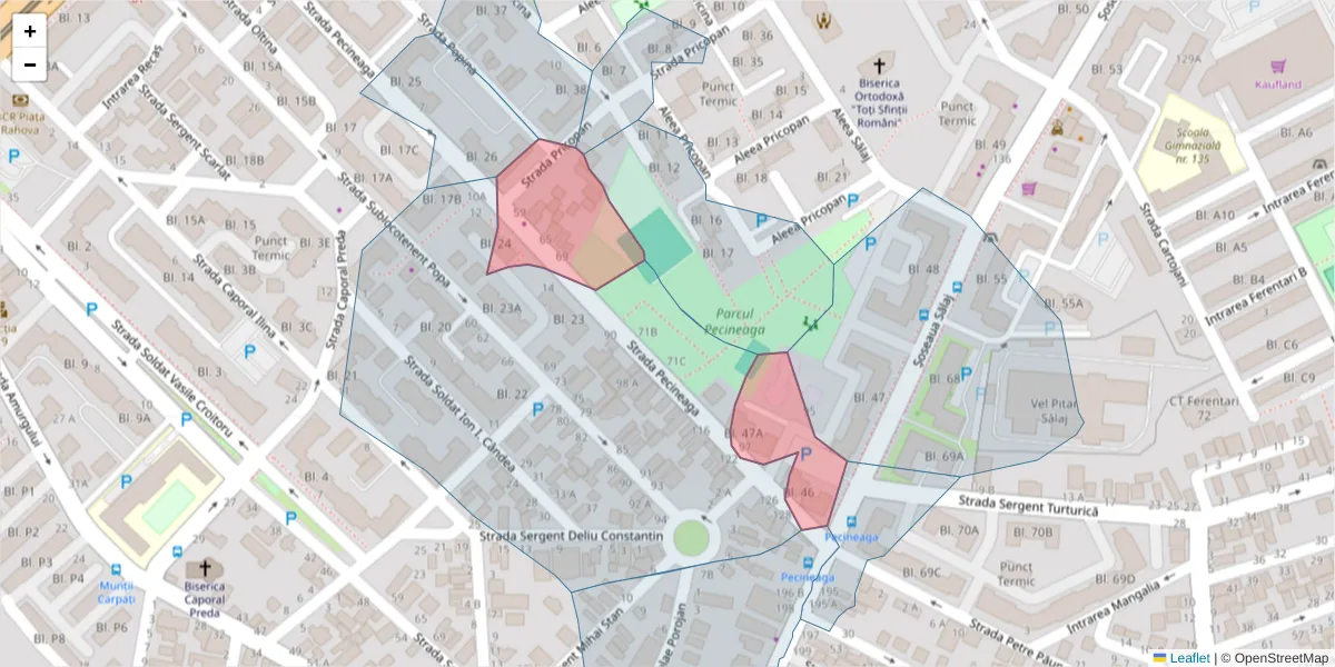 Hartă a codului poștal  și a codurilor poștale învecinate