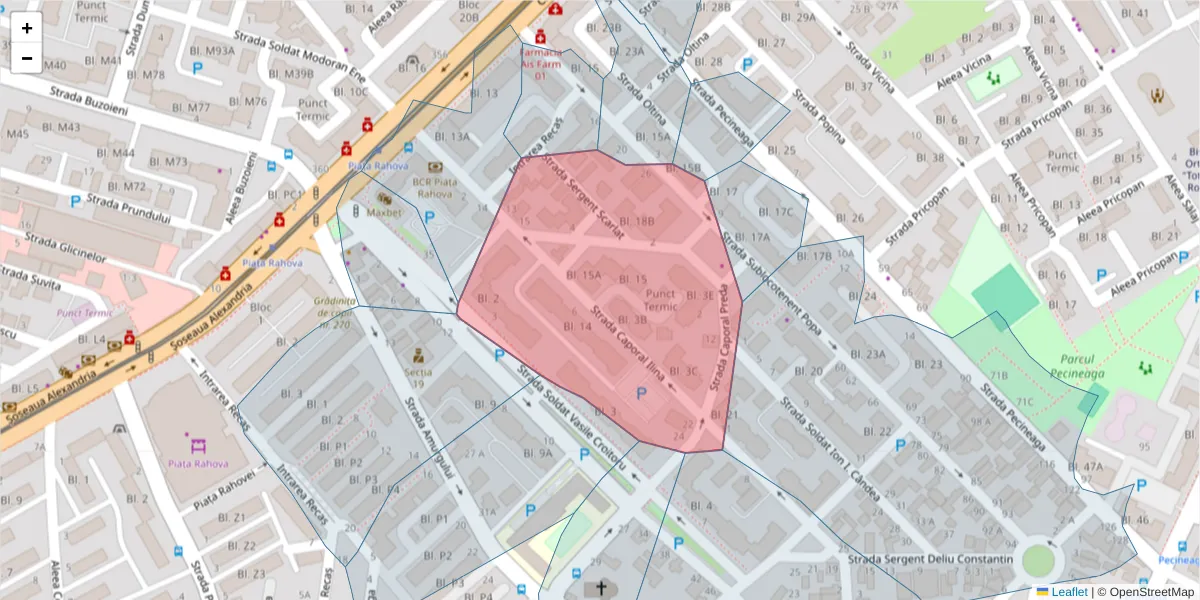 Hartă a codului poștal  și a codurilor poștale învecinate