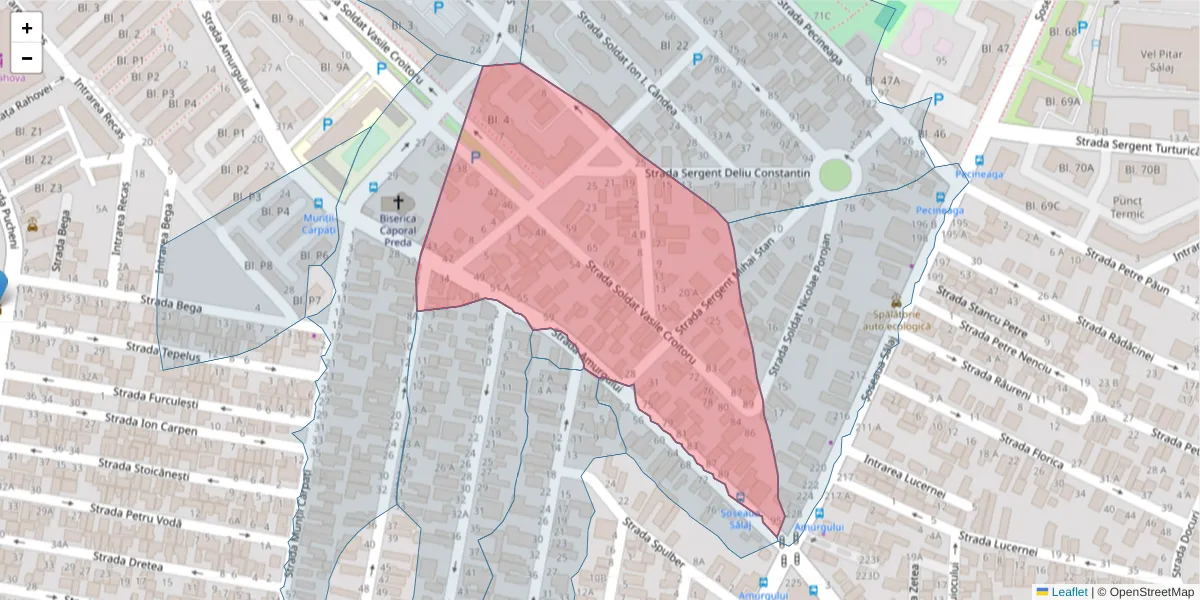 Hartă a codului poștal  și a codurilor poștale învecinate