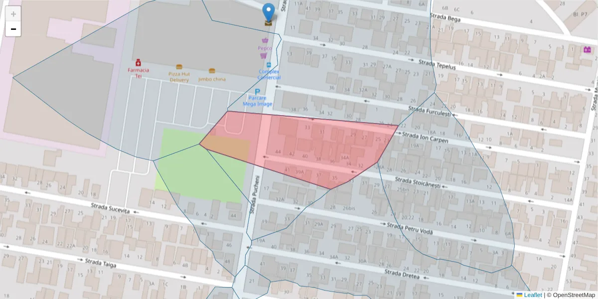 Hartă a codului poștal  și a codurilor poștale învecinate