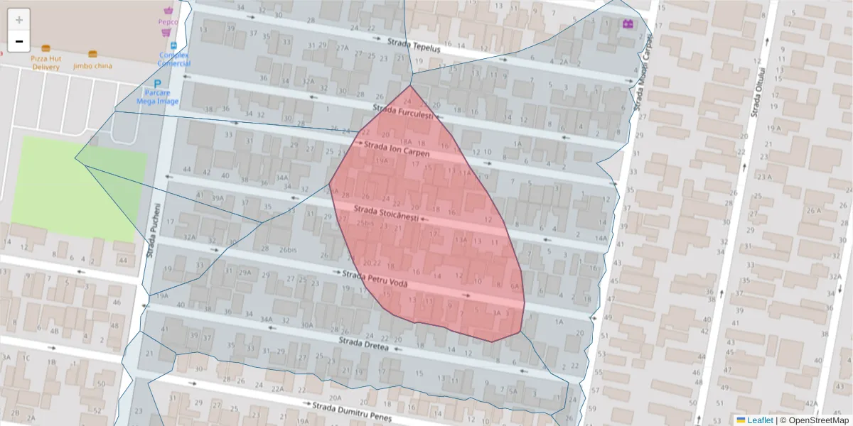 Hartă a codului poștal  și a codurilor poștale învecinate