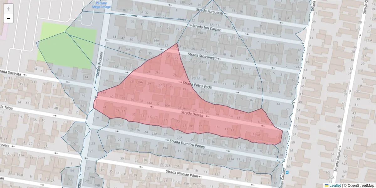 Hartă a codului poștal  și a codurilor poștale învecinate