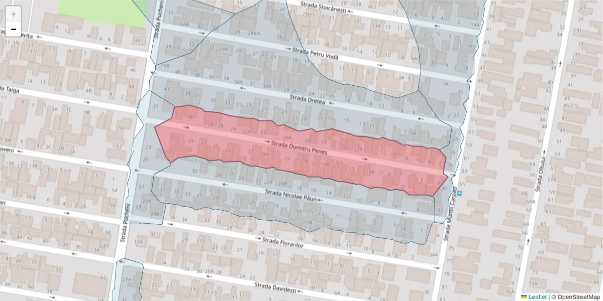 Hartă a codului poștal  și a codurilor poștale învecinate