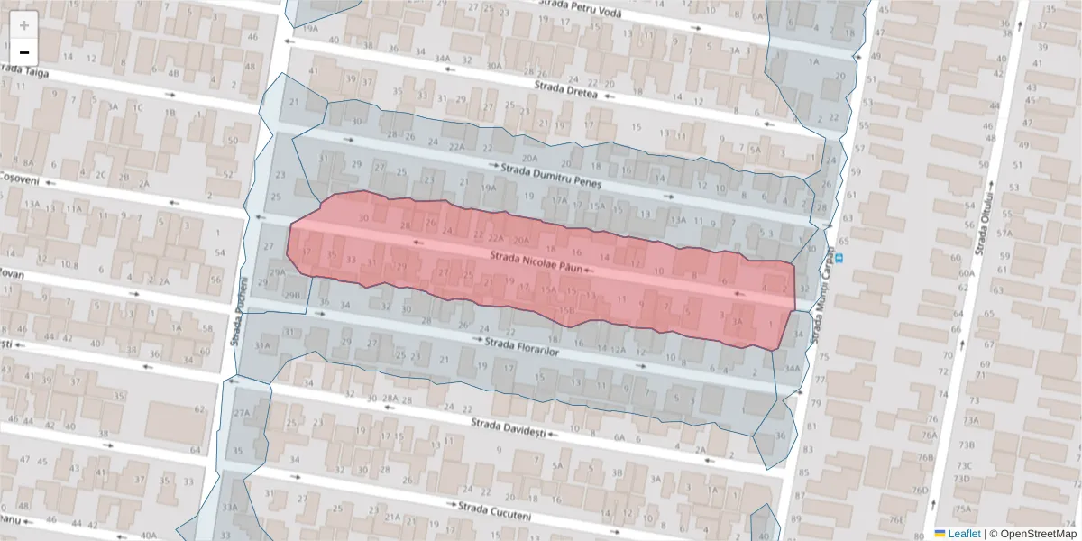 Hartă a codului poștal  și a codurilor poștale învecinate