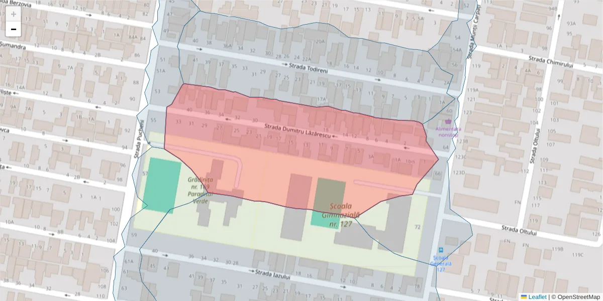 Hartă a codului poștal  și a codurilor poștale învecinate