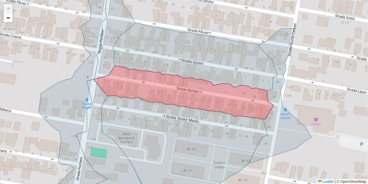 Hartă a codului poștal  și a codurilor poștale învecinate