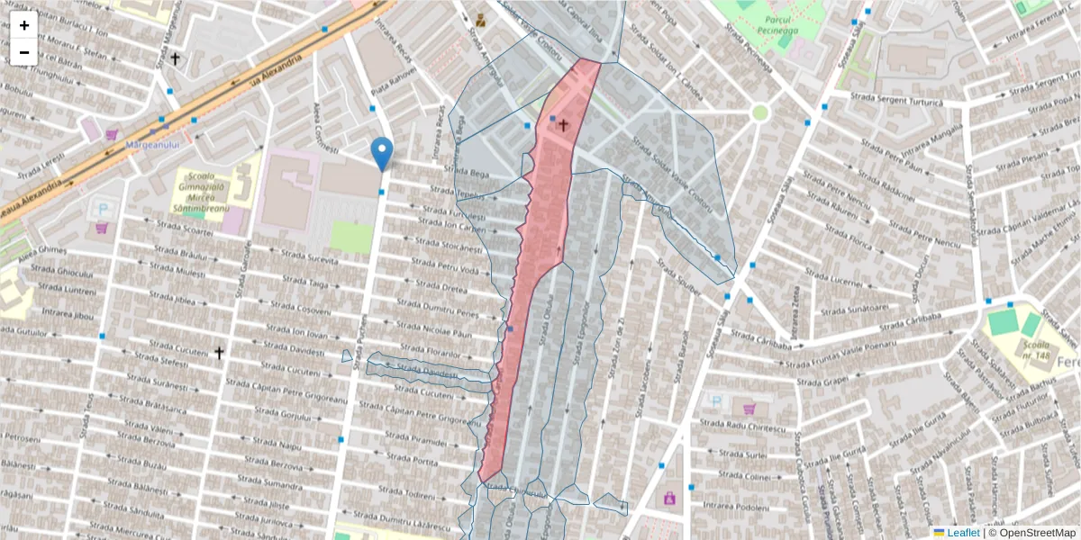 Hartă a codului poștal  și a codurilor poștale învecinate
