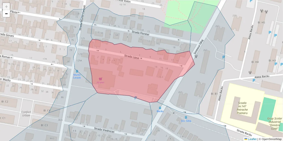 Hartă a codului poștal  și a codurilor poștale învecinate
