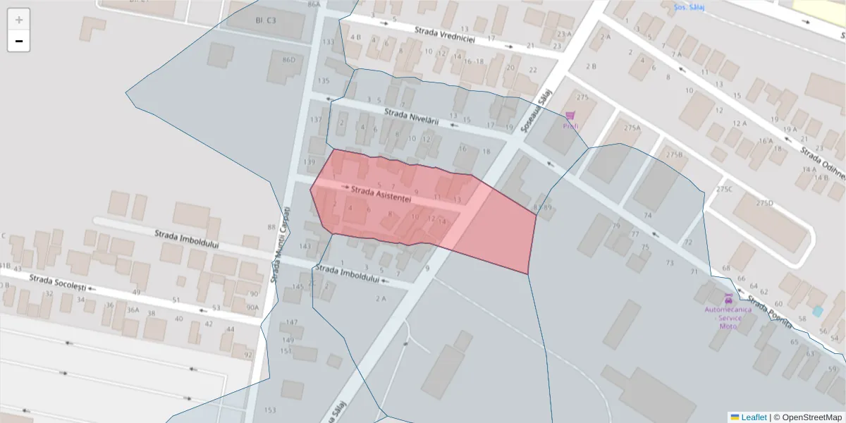 Hartă a codului poștal  și a codurilor poștale învecinate