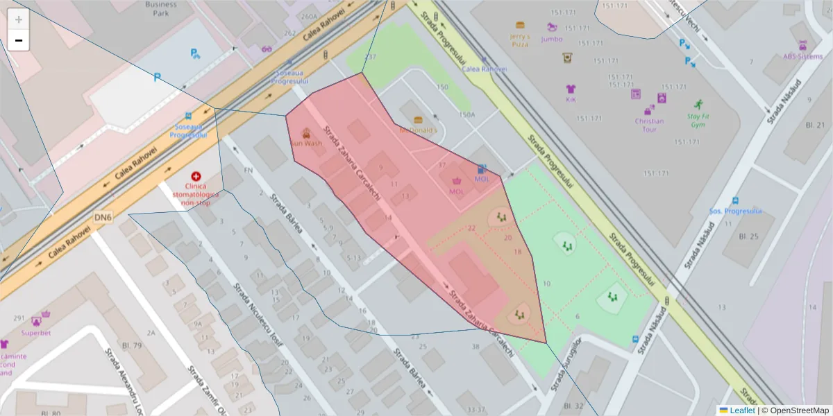 Hartă a codului poștal  și a codurilor poștale învecinate