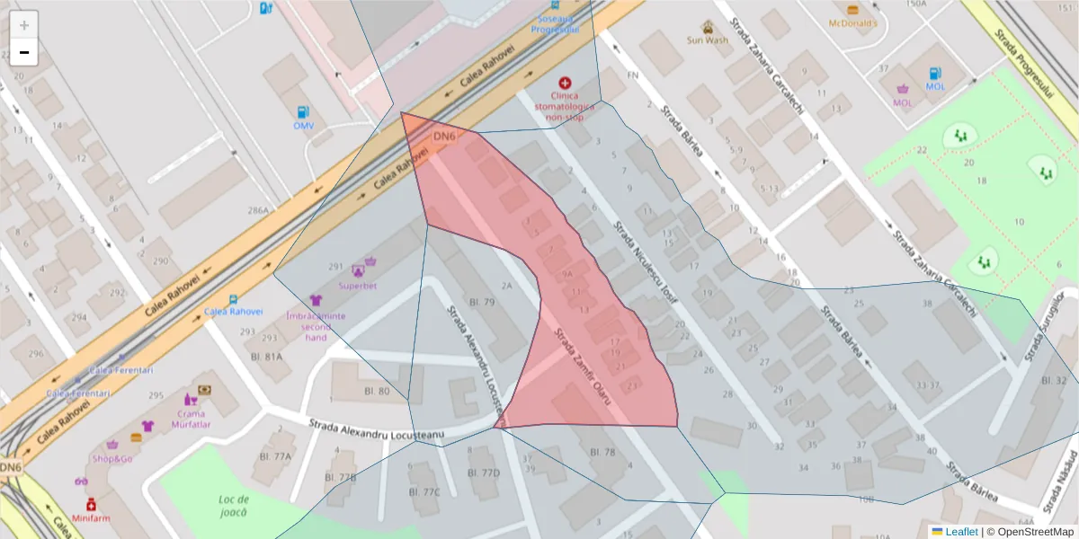 Hartă a codului poștal  și a codurilor poștale învecinate