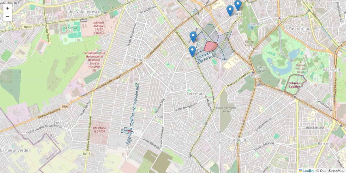 Hartă a codului poștal  și a codurilor poștale învecinate