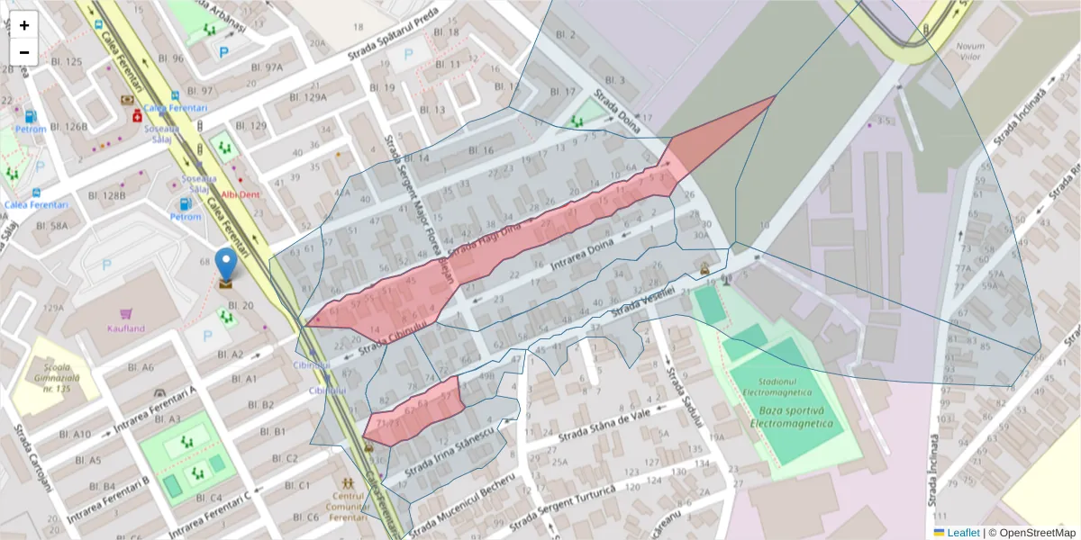Hartă a codului poștal  și a codurilor poștale învecinate