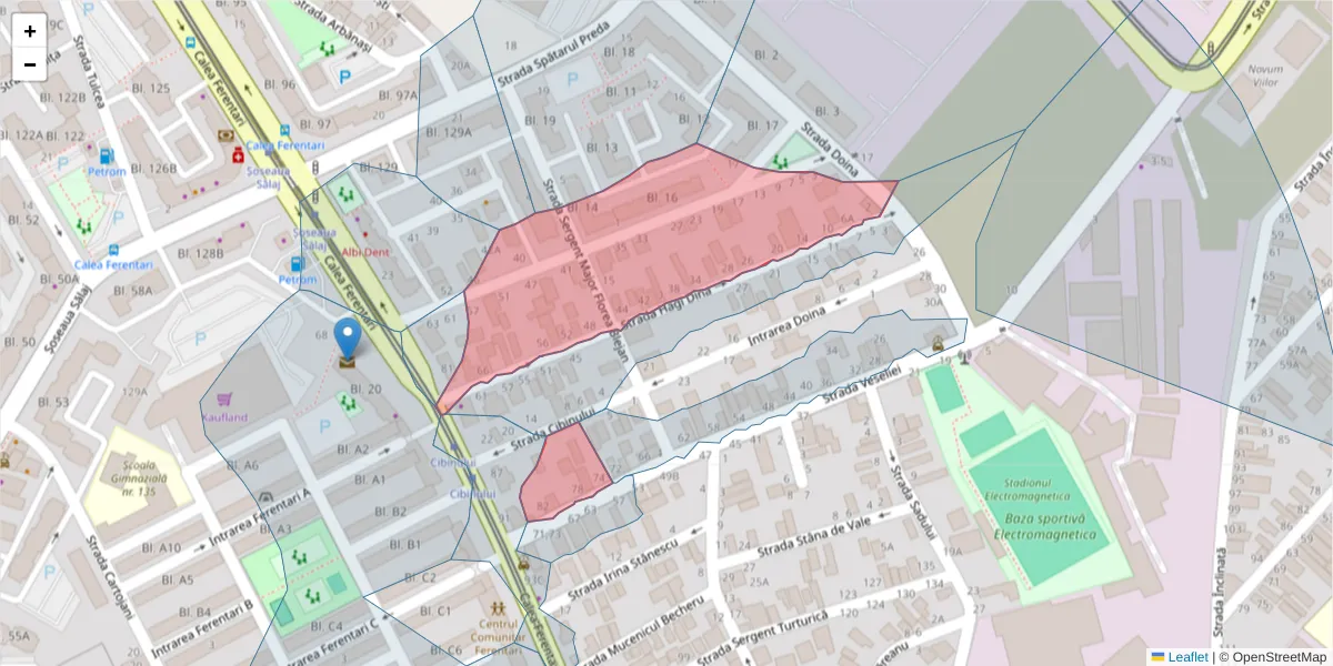 Hartă a codului poștal  și a codurilor poștale învecinate