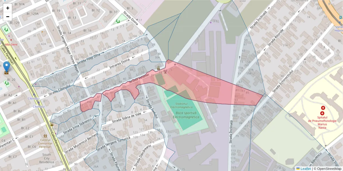 Hartă a codului poștal  și a codurilor poștale învecinate