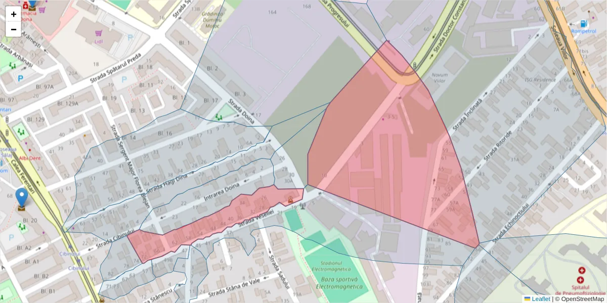 Hartă a codului poștal  și a codurilor poștale învecinate