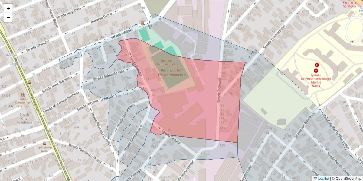 Hartă a codului poștal  și a codurilor poștale învecinate