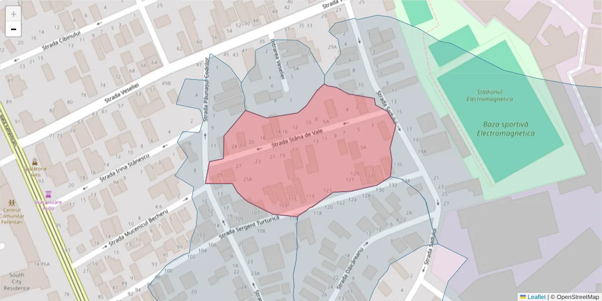Hartă a codului poștal  și a codurilor poștale învecinate