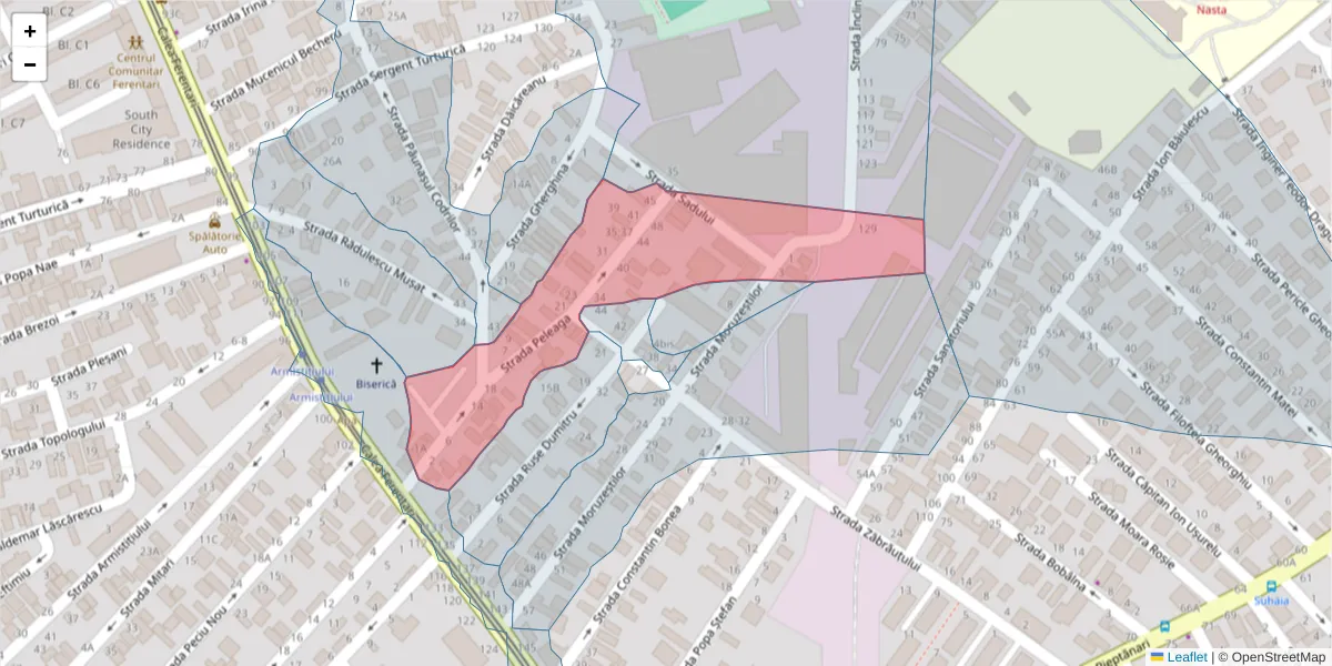 Hartă a codului poștal  și a codurilor poștale învecinate