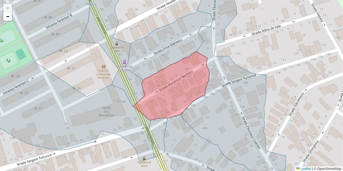 Hartă a codului poștal  și a codurilor poștale învecinate