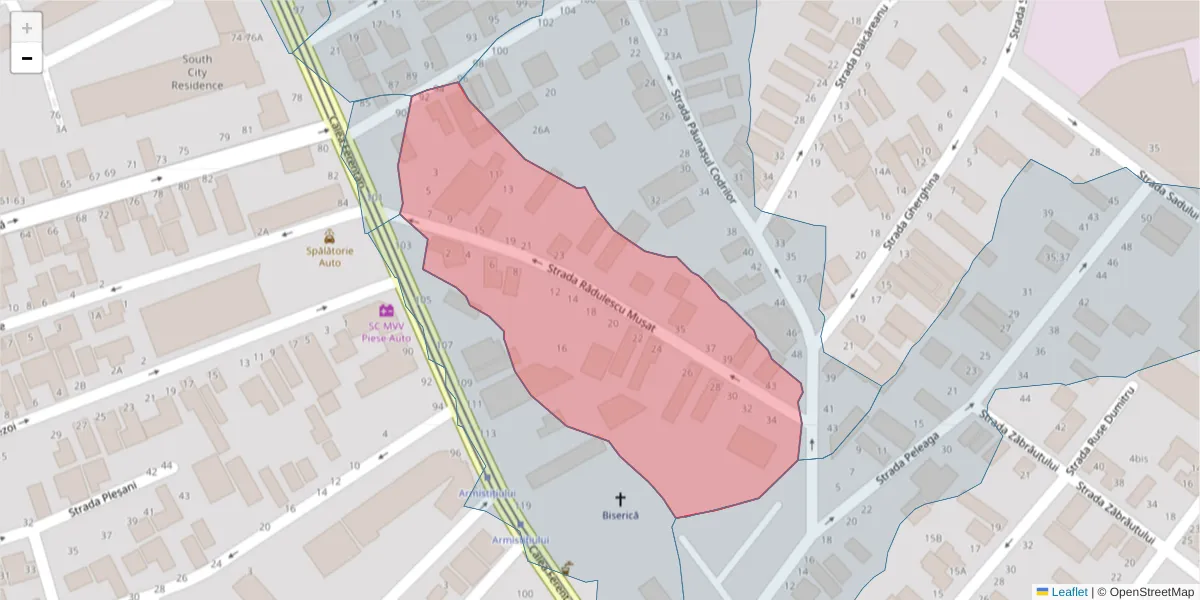 Hartă a codului poștal  și a codurilor poștale învecinate