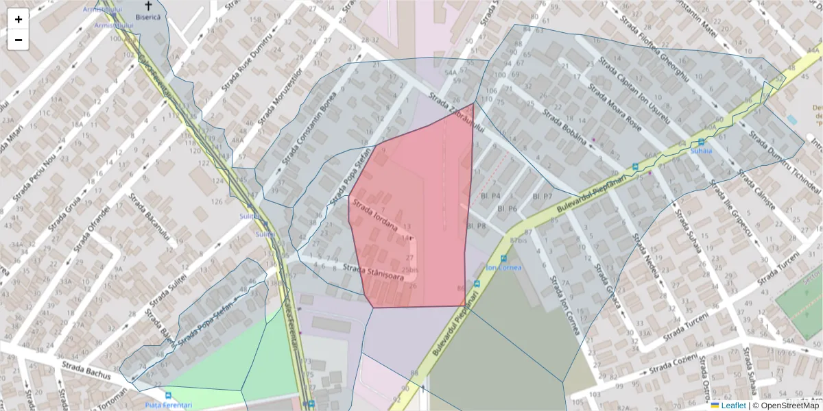 Hartă a codului poștal  și a codurilor poștale învecinate