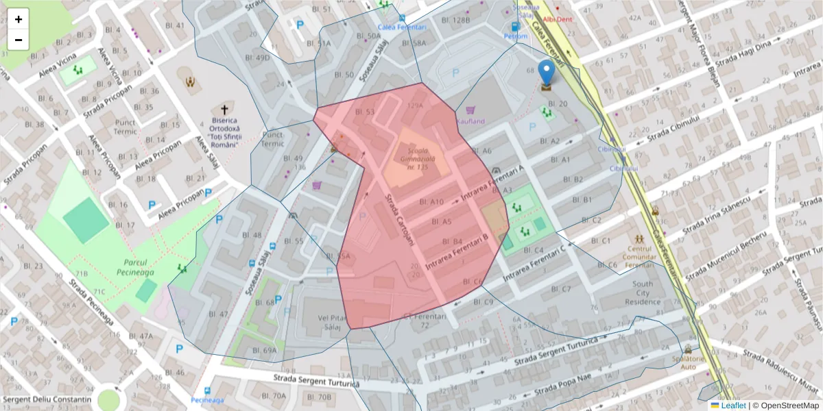 Hartă a codului poștal  și a codurilor poștale învecinate