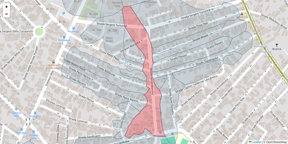 Hartă a codului poștal  și a codurilor poștale învecinate