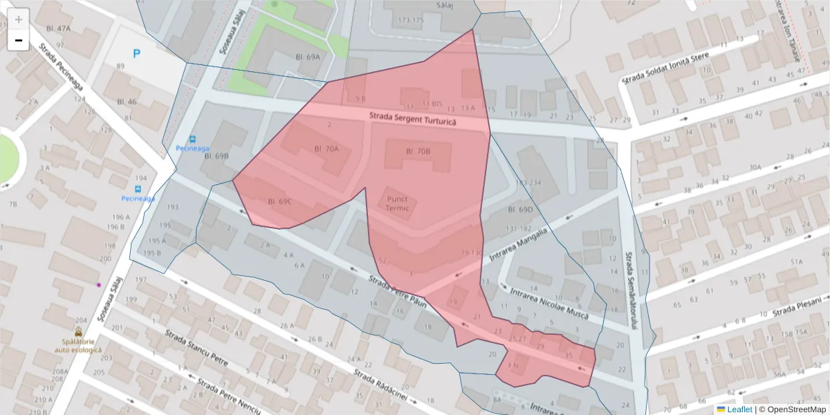 Hartă a codului poștal  și a codurilor poștale învecinate