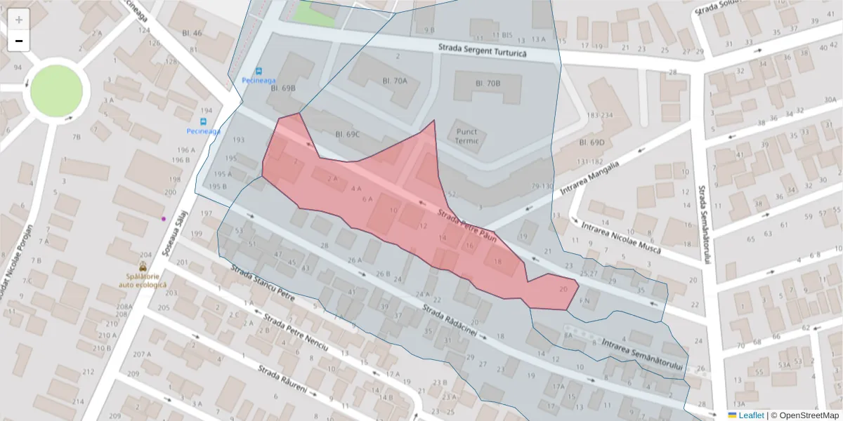 Hartă a codului poștal  și a codurilor poștale învecinate