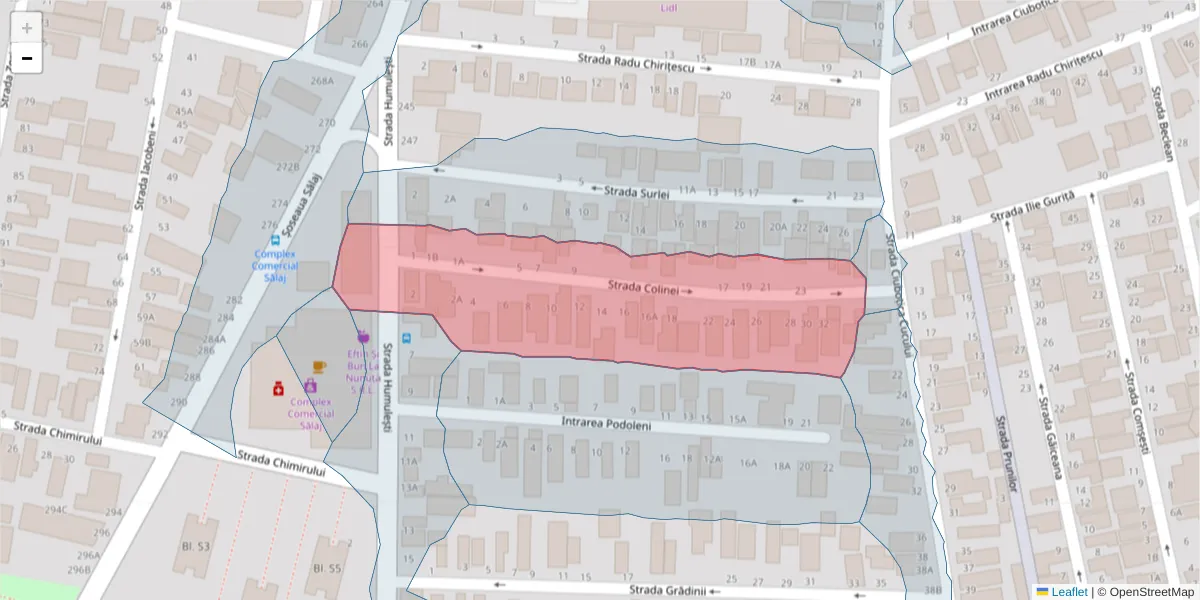 Hartă a codului poștal  și a codurilor poștale învecinate