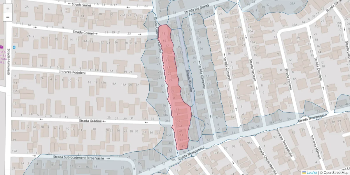 Hartă a codului poștal  și a codurilor poștale învecinate
