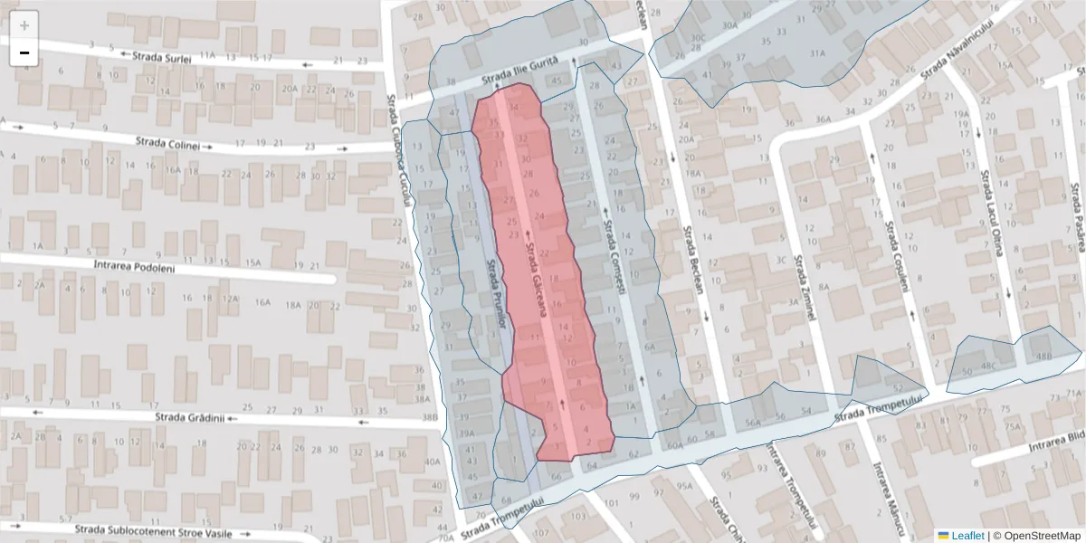 Hartă a codului poștal  și a codurilor poștale învecinate