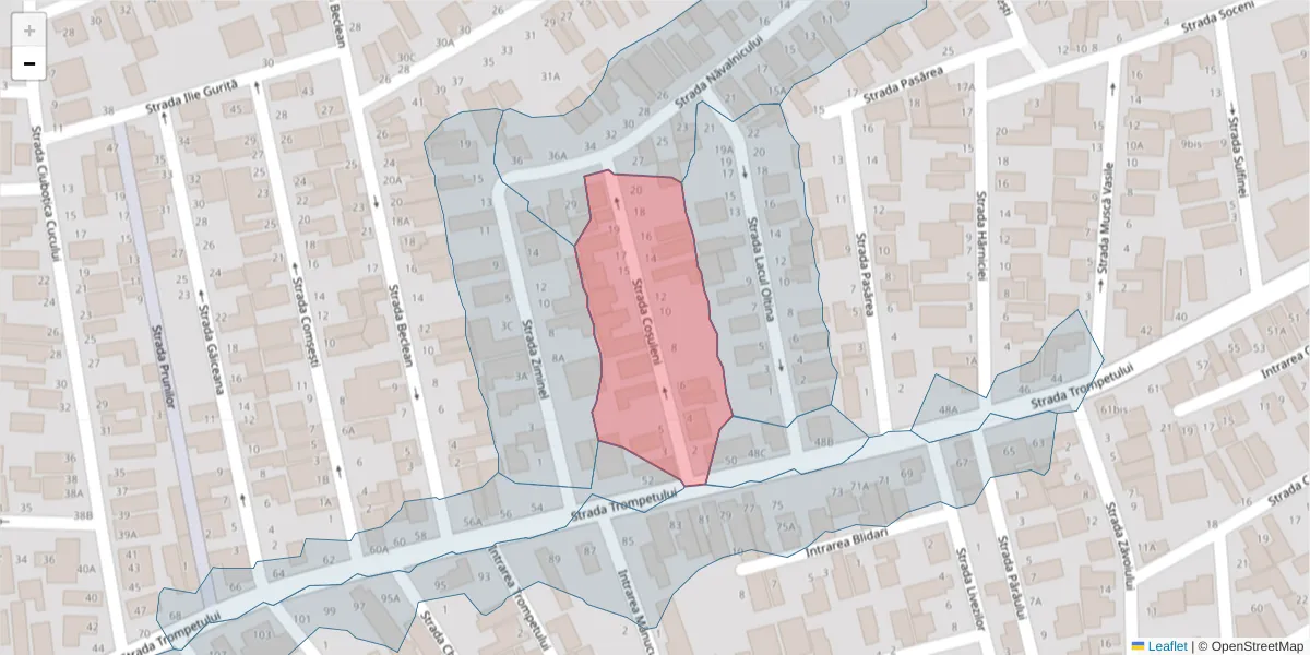 Hartă a codului poștal  și a codurilor poștale învecinate