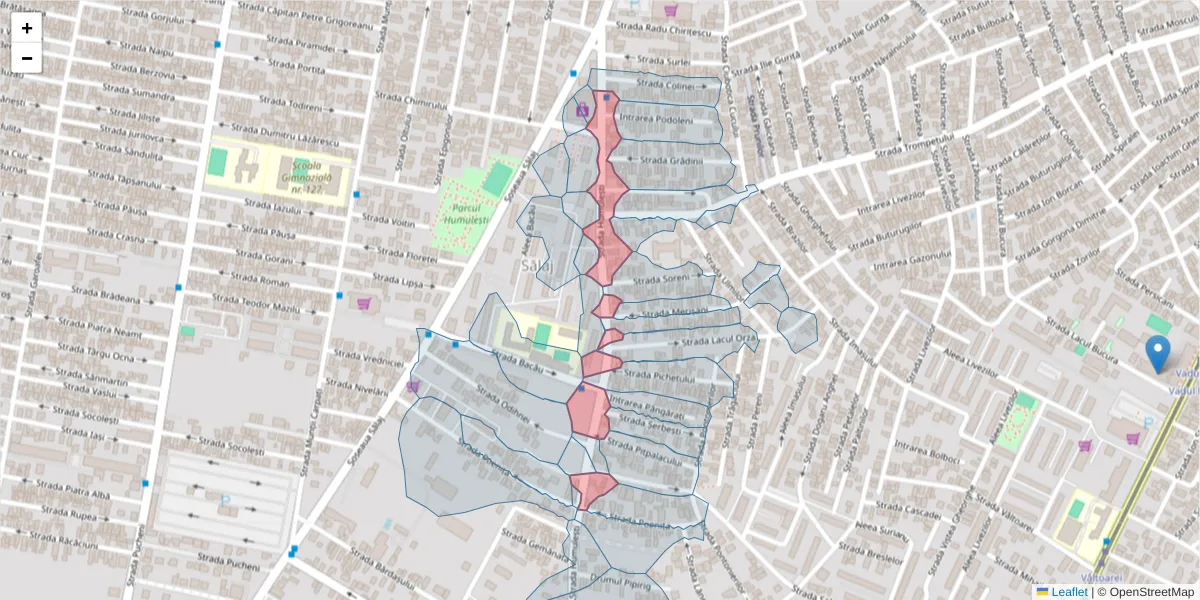 Hartă a codului poștal  și a codurilor poștale învecinate