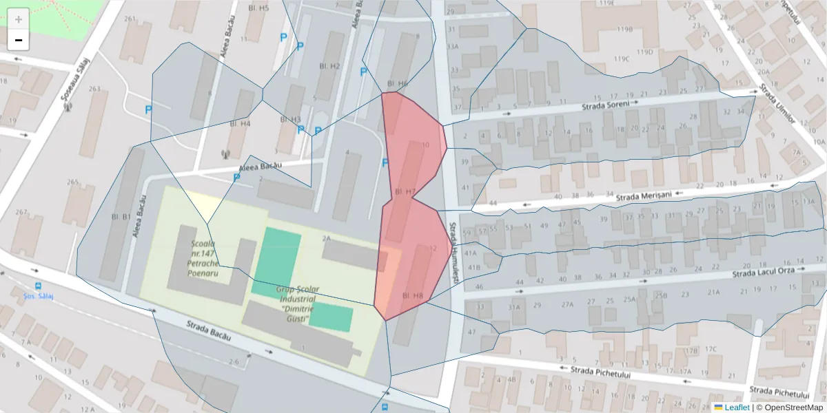 Hartă a codului poștal  și a codurilor poștale învecinate