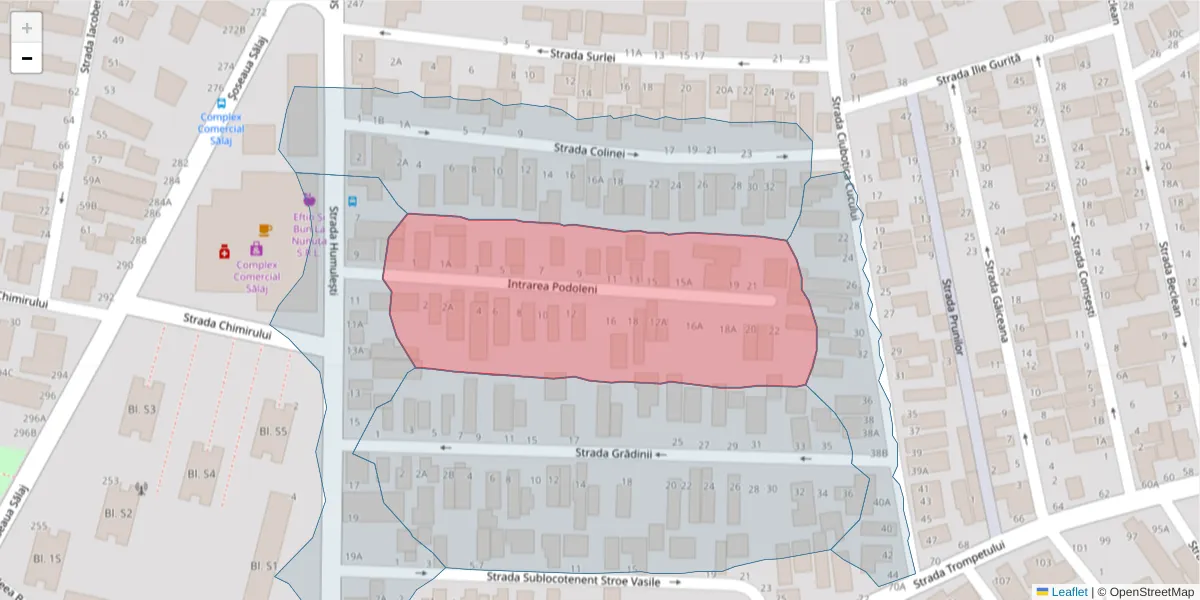 Hartă a codului poștal  și a codurilor poștale învecinate