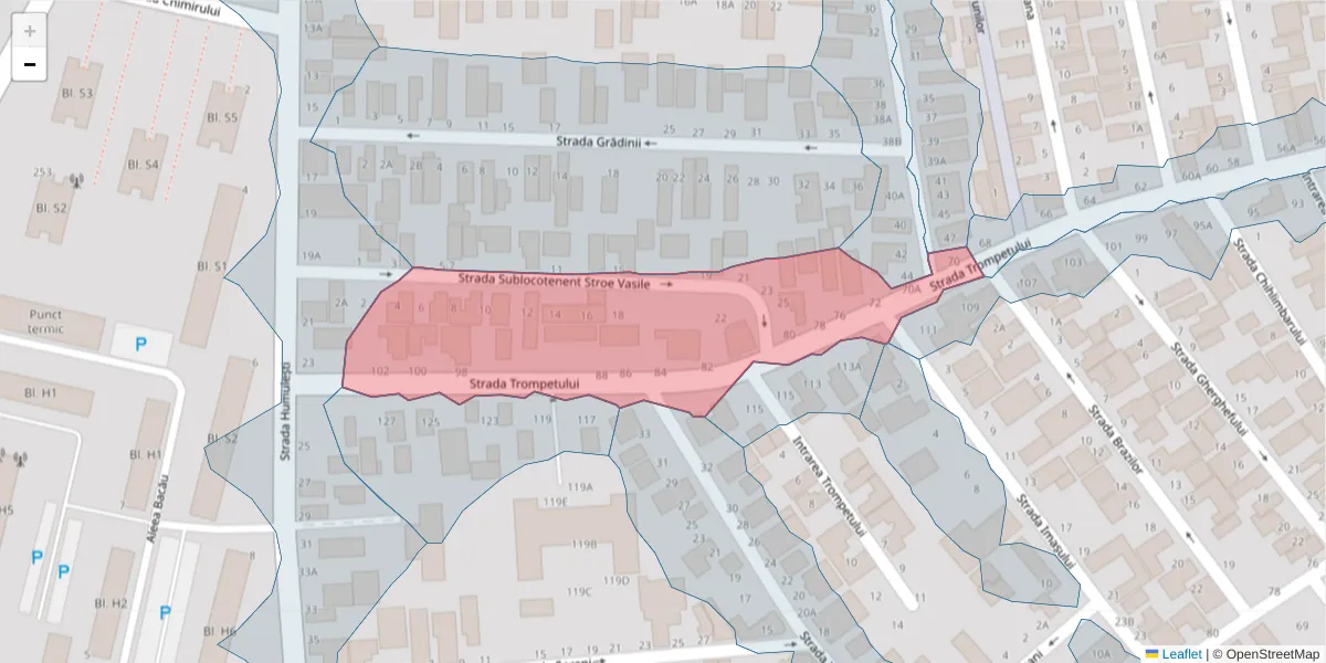 Hartă a codului poștal  și a codurilor poștale învecinate