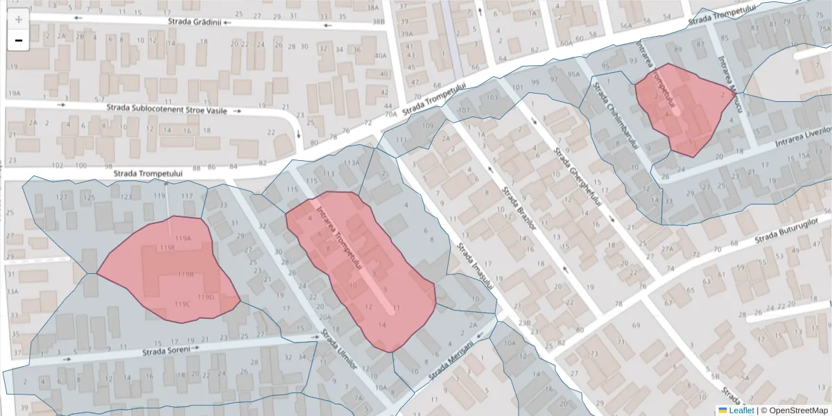 Hartă a codului poștal  și a codurilor poștale învecinate