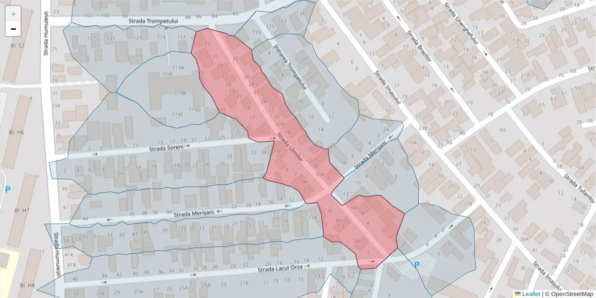 Hartă a codului poștal  și a codurilor poștale învecinate