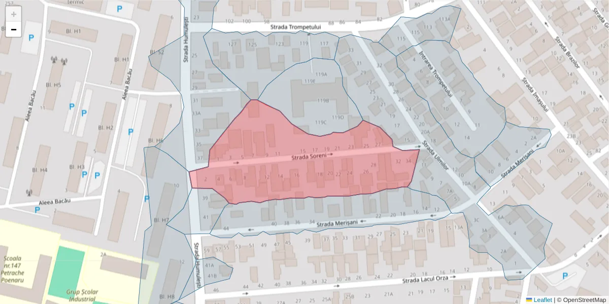 Hartă a codului poștal  și a codurilor poștale învecinate