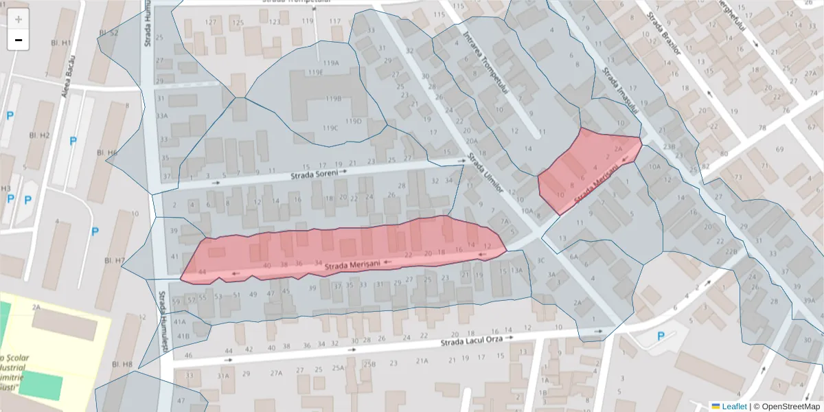 Hartă a codului poștal  și a codurilor poștale învecinate
