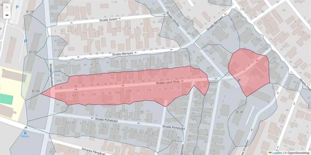 Hartă a codului poștal  și a codurilor poștale învecinate
