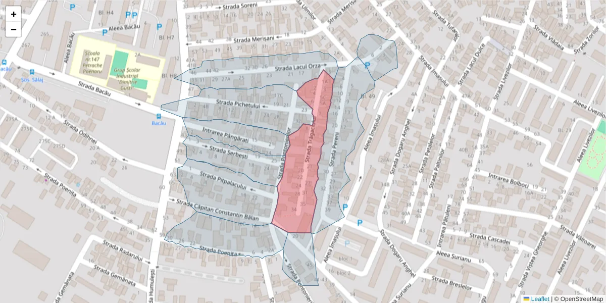 Hartă a codului poștal  și a codurilor poștale învecinate