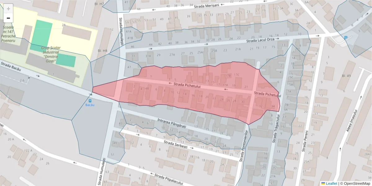 Hartă a codului poștal  și a codurilor poștale învecinate