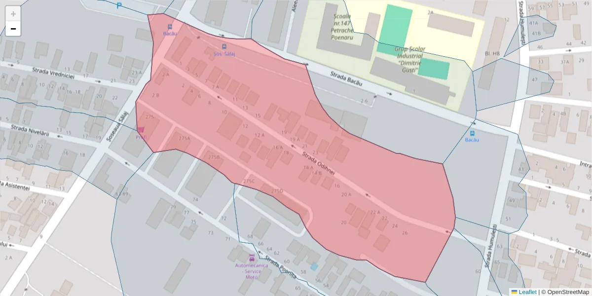 Hartă a codului poștal  și a codurilor poștale învecinate